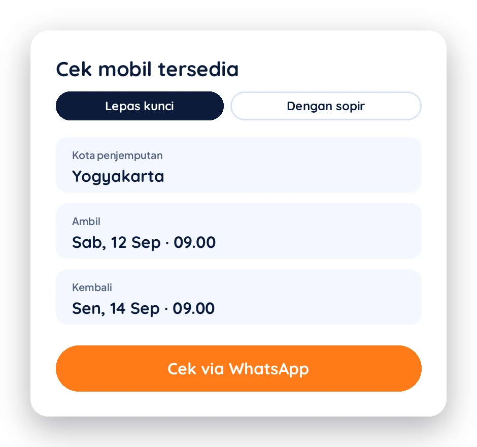 Mockup formulir cek ketersediaan mobil